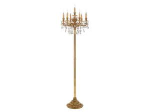 CAESAR 798/P6+1-SH/G - Shaded gold plated floor lamp with Schoeler crystals _ Possoni Illuminazione